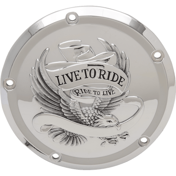 DRAG SPECIALTIES Live to Ride Derby Cover 5-Hole Chrome