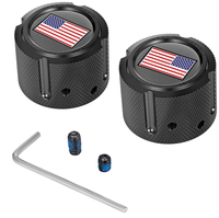 FIGURATI DESIGNS Axle Nut Cover Front Stainless Steel Red/White/Blue Flag Reversed Black FD21RFACBK