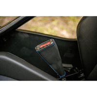 SHOW CHROME Seat Belt Covers Black w/ Blue Stitching